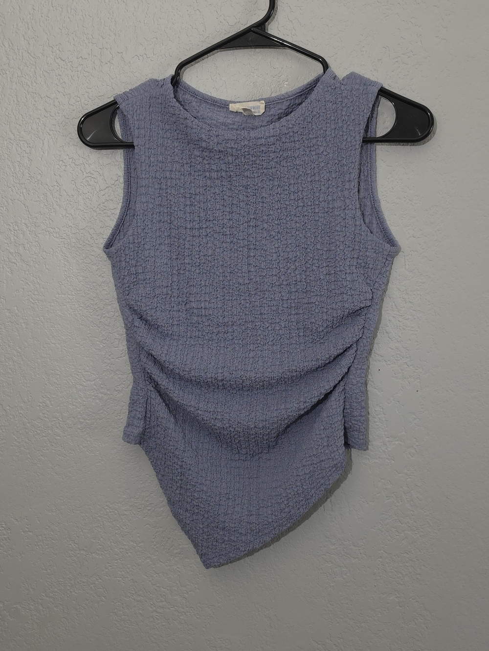 See You Monday Blue Textured Asymmetrical Tank Womens XS Oversized